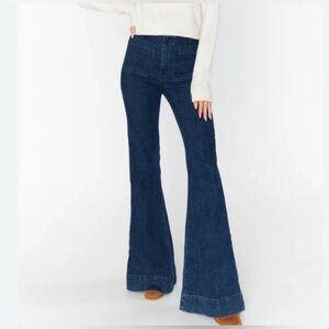 Show Me Your Mumu - high waisted, sailor pocket, wide legged navy corduroy pants